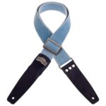 Tracolla MAGRABO Stripe SC Cotton Washed Celeste 5 cm terminali Twinkle Blu, fibbia Recta Argento