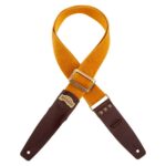 Tracolla MAGRABO Stripe SC Cotton Washed Ocra 5 cm terminali Twinkle Marrone Scuro, fibbia Recta Ottone