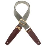 Tracolla MAGRABO Stripe SC Cotton Washed Grigio 5 cm terminali Twinkle Marrone Scuro, fibbia Recta Ottone